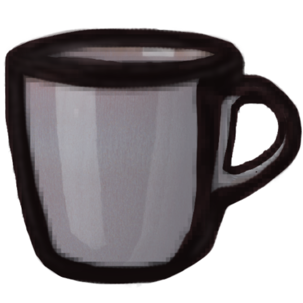 A small mug on the desk
